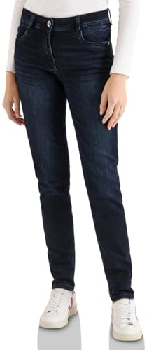 Cecil Women's 3817429 Casual fit Jeans, Dark Blue Black Washed, 30W x 32L