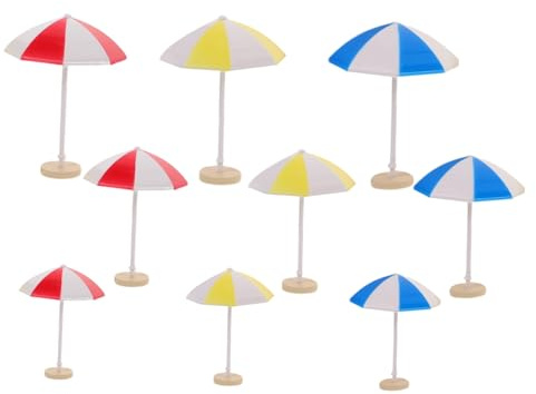 BESPORTBLE 9 Pièces Mini Parasols Plage Décoratifs pour Maison de Poupée Accessoires Miniatures Colorés pour Jardin Féerique et Terrarium Parasols Patio pour Maquettes de Plage