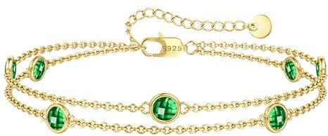 YADOCA Armband Damen Silber 925 Zirkonia Armband Gold Schmuck Damen 14K Gold Armbänder Verstellbar Valentinstag Muttertag Geburtstags Geschenk für Sie Frauen Freundin Mama, Grün