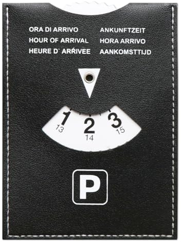 HUKUMA Parkscheibe Auto 01 Aus Weichem Kunstleder Soft-Touch, 15 x 11 cm - Aus Karton Gemäß StVO Für PKW, LKW, Wohnmobile, Schwarz