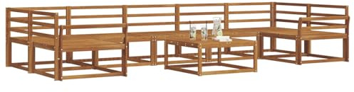 vidaXL Outdoor-Sofagarnitur 8 pcs Natur Massivholz Akazie, Ecksofa-Set aus Akazienholz, modernes Gartenmöbel, Flexibles modulares Sitzen für Terrasse und Hinterhof-Lounge, beige Stil