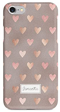 Tirita Personalised Compatible with iPhone 6 & 6s Marble PRINTED GLITTER, NO REAL GLITTER Hearts Rose Gold Cute Phone Case Hard Cover Custom Initials Name Text Trendy Fashion Gift Present