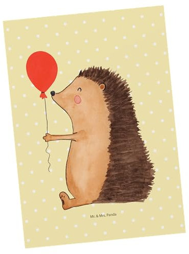 Mr. & Mrs. Panda Postkarte Igel Luftballon - Geschenk, Tiere, Ansichtskarten, Geschenkkarte, Geburtstag, Geburtstagskind, Einladung, lustige Sprüche,
