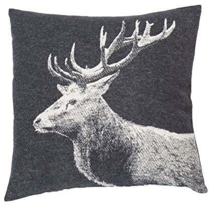 David Fussenegger - Kissenhülle -SILVRETTA - Hirsch - anthrazit - 85% Baumwolle, 8% Viskose, 7% Polyacryl - 50/50