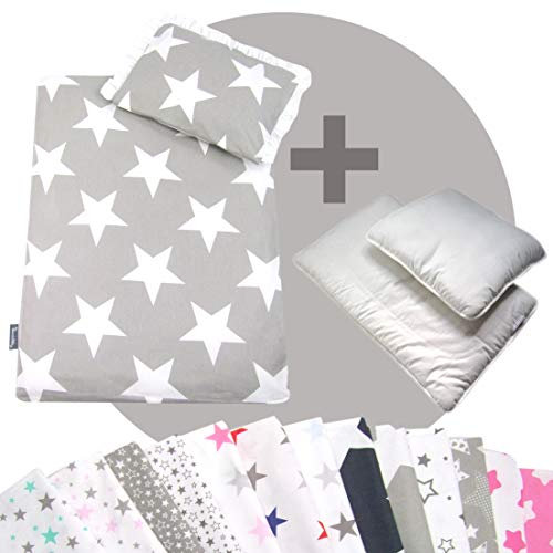 Rawstyle 4 TLG. Set Bezug (Stars) für Kinderwagen Bettwäsche Decke + Kissen + Füllung (Design 4)