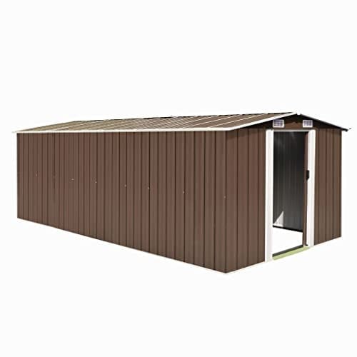 vidaXL Abri de Jardin 257x489x181 cm Métal Marron Terrasse Cabane à Outils