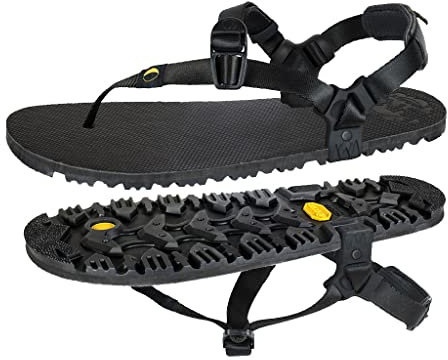 Luna sandals Oso Flaco Winged Edition - Sandales de course à pied nues légères et confortables pour homme et femme - Coupe réglable - Noir - 28,5 cm, Noir, 8.5 Women/6.5 Men