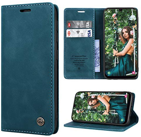 RuiPower Schutzhülle für Samsung Galaxy A50, Leder, Schutzhülle für Samsung A30S, Premium PU-Leder, Brieftasche [Magnet] [Kartenfach] [Standfunktion] für Samsung Galaxy A50/ A30S/A50S – Blau/Grün