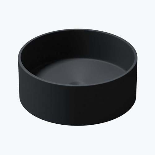 Mai & Mai Lavabo da Appoggio 40x40x15cm, Lavandino Bagno Ovale Colossum804 da Marmo Fuso, Antracite Opaco