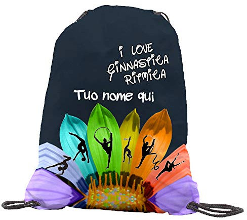 quickgadget Sacca Ginnastica GYMBACK Sport Ginnastica Ritmica 06 Personalizzata con Nome - Sacchetto Sportivo Fashion Borsa, Piscina, Dance Bag, Zaino Scuola per Ragazze Donne Bambini.