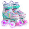 SULIFEEL Rainbow Unicorn Verstellbare Rollschuhe für Kinder mit Leuchtenden Rädern für Mädchen und Jungen