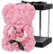 NWSX Rosenbär - Rose Teddybär auf jedem Rosenbären - Blumenbär Perfekt für Jubiläen, Mütter - Klare Geschenkbox inklusive! 10 Zoll groß (Rosa)