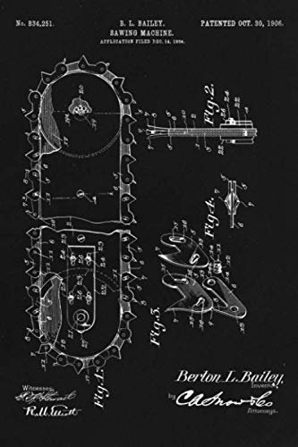 Journal: Sawing Machine Patent Ruled Diary for Writing and Notes (6 x 9) 120 Pages, Soft Cover