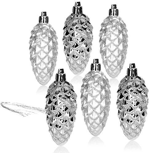 com-four® 6X Christbaumanhänger Zapfen - Tannenbaumzapfen für den Weihnachtsbaum - Christbaumschmuck zum Anhängen für Weihnachtsdeko - bruchfest