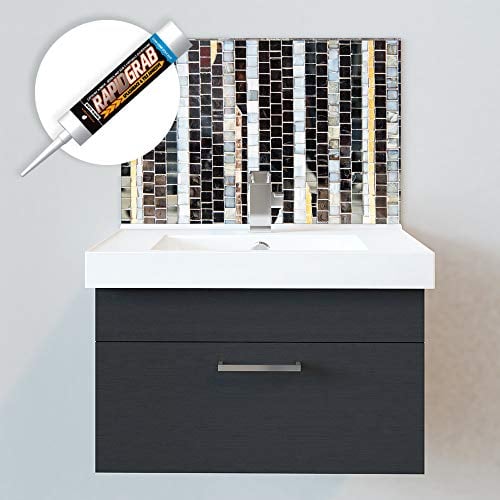 Bathroom Splashbacks - Sink Splashbacks - by Premier Range - Silver Mosaic in 50cm Wide x 30cm High with Glue