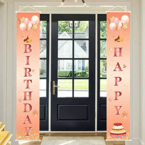 Geburtstagbanner Deko Jungs Mädchen Männer Frauen,Roségold Banner Alles Gute zum Geburtstag,Jahre Banner für Geburtstags Party Dekorationen Zubehör,wesentliche für Geburtstagsfeier Geschenke