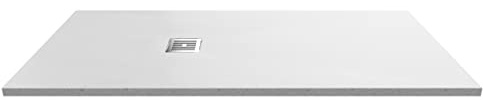 nuie NLT61063 Modern Bathroom Slimline Rectangular Shower Tray - Grill Not Included, 800mm x 1700mm, Slate White