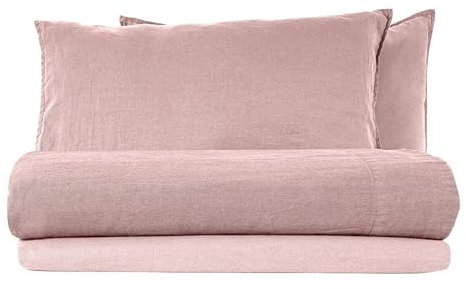 Lisola Completo Lenzuola Letto Matrimoniale in Lino StoneWashed No Stiro, Lenzuolo da Sopra 250x285cm, Lenzuolo da Sotto 180x200x30cm, 2 Federe 50x80cm, Made in Italy, Modello: Exclusive