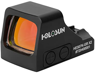 Holosun HE507K-GR-X2 Offenes Reflex Grünpunktvisier + wechselbarem 2MOA Punkt, 32MOA Kreis Absehen, schwarz, Jagd, Sportschießen Softair, Tactical mini - 70152784