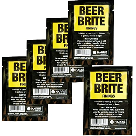 5X Harris Beer Brite Finings Sachet Clears 22.5L 5 Gallons Freeze Dried Powder