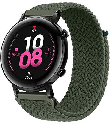 20MM Armband für Huawei Watch GT3 42mm/GT2 42mm Armband, Geflochtenes Nylon Stoff Solo Loop Band für Damen Herren, Verstellbares Ersatzarmband Kompatibel mit Huawei Watch GT3 42mm/GT2 42mm (G)