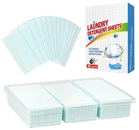 Waschmittelkapseln Tabletten, Waschmittel Blech Tiefe Fleckenentfernung Waschmittel Blechstreifen Waschblatt für Heimreise 90pcs