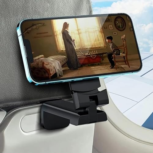 Panlouting Handyhalterung für Flugzeug und Zug, Tragbar Faltbar 360° Drehbar Tisch Handyhalterung für Video und Selfie, Reise Handyhalter für Klapptisch, Kompatibel mit iPhone Android Samsung Galaxy
