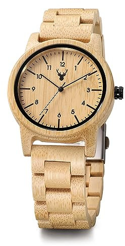 LeeEv Holzuhren Uwood Serie 40mm Unisex Natürliche Handarbeit Holz Uhr mit Geschenkbox & Band verstellbar