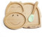 Moon and Moo Nilpferd Bambus Saugnapfteller und Löffel Set für Kinder, Kleinkinder und Baby Entwöhnung - Ungiftig - Plastikfrei - Stay Put - Baby Saugteller - Baby Entwöhnungsset