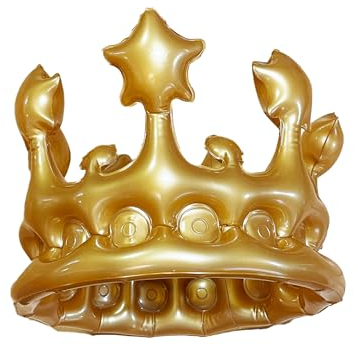 Krone aufblasbar in gold in zwei Größen für Karneval, Party, JGA, Kohlkönig (2, 21cm)