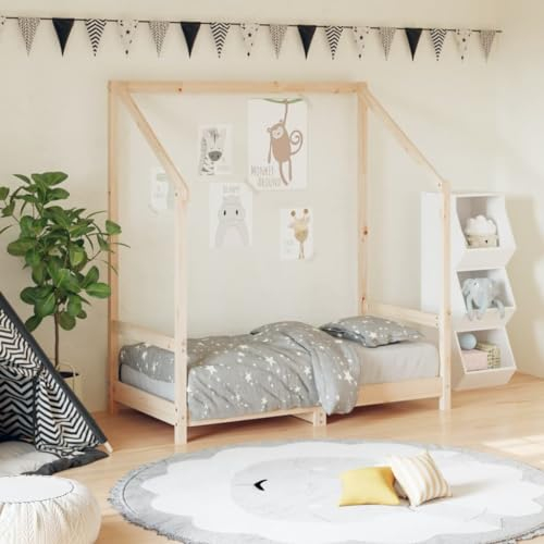 INLIFE Kinderbett 70x140 cm Massivholz Kiefer,16,05 KG,835706