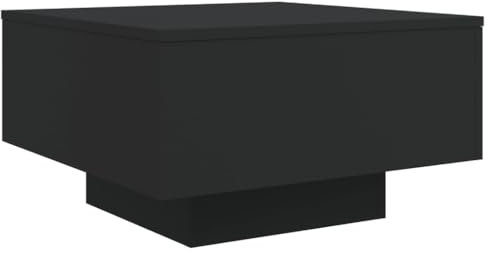 vidaXL Table Basse avec Lumières LED, Table d'Appoint, Bout de Canapé, Meuble de Salon Salle de Séjour, Moderne, Noir Bois d'Ingénierie