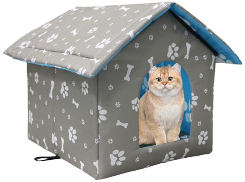 Vinnypet Katzenhaus Für Draußen Winterfest Wasserdicht Und Warm Faltbare Pet Tierheim Für Katzen Mit Abnehmbarem Kissen Für Streuner Haustiere 45x43x40cm