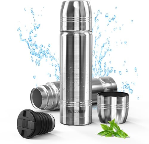 Botella Termica - Botella agua Acero Inoxidable-350ML,500ML,750ML, Termo con pared Doble Aislamient, de Fugas, con Taza, Termo Cafe Sin BPA, Termica para deportes y exteriores(750ml)