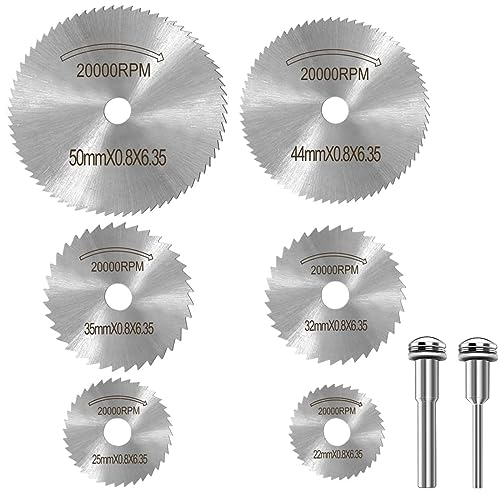 TNSRAY 8 Piezas de Ruedas de Corte para Dremel, Mini Hojas de Sierra Circular HSS, Discos de Corte, Hojas de Sierra Circular HSS,Mini Herramientas de Corte para Cortar Madera,plástico,Fibra de Vidrio