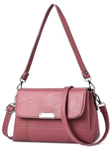 DIRRONA Moda Borsa A Tracolla Donna Pu Pelle Borsa Sottobraccio Piccolo Crossbody Bag per Shopping Viaggio Data Lavoro Festa Casual Borsa A Mano Tracolla Con 2 Tracolle Rosso B