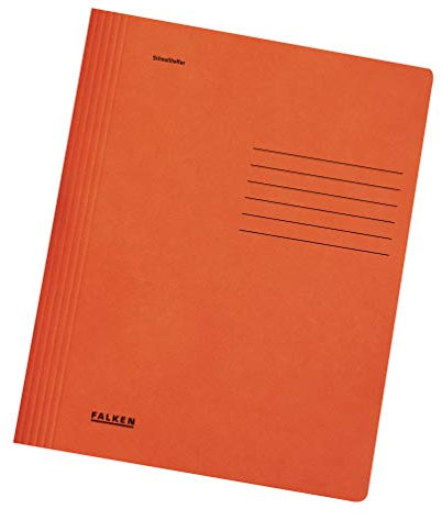 Original Falken 150er Pack Schnellhefter Intensivfarben. Made in Germany. Gebrauchsfertig gefaltete Hefter aus Recycling-Karton, DIN A4 kaufmännische und Behördenheftung orange Blauer Engel