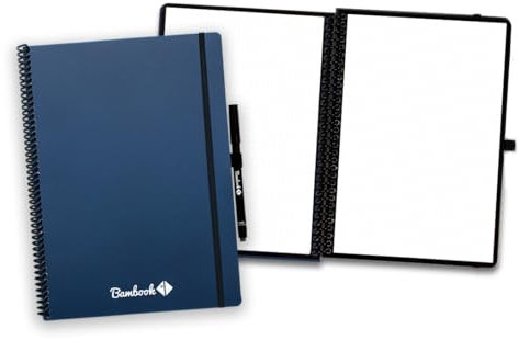BAMBOOK Colourful Notizbuch - Navy - A4 - Gepunktet - Wiederverwendbares Notizbuch, Notizblock, Reusable Notebook, Löschbares Whiteboard-Notizbuch