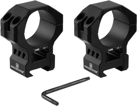 FOCUHUNTER Monture de Lunette de visée Haute 34 mm Monture de Lunette de visée Picatinny Aluminium 1.43 Diamètre Anodisé Noir pour Rail Picatinny 21mm Anneaux de Lunette de visée de Haute précision