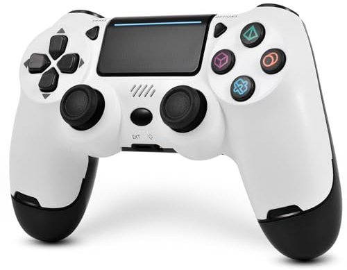 SWCTIM Wireless Controller for PS4,Remote Controller Compatible with PS4/PS4 Slim/PS4 Pro/PC,Vibration&Turbo,6-Axis Motion,3.5mm Headphone Jack,White