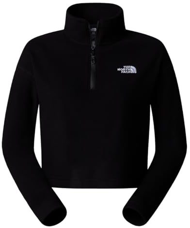 The North Face Women's 100 Glacier Cropped 1/4 Zip Sweatshirt, Tnf Black/Npf, XL