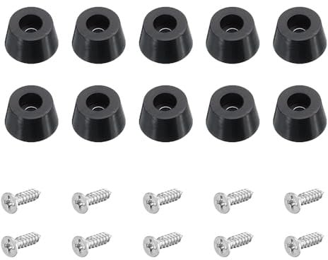 10PCS Rubber Feet, Round Cutting Board Rubber Feet, Non Slip Chopping Board Legs with Screws, Bumper Furniture Table Amplifier Speaker Cabinet Floor Protector Desk Printer Leg Pads D19*15*H17mm