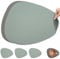 Myir JUN Tovagliette in Pelle e Sottobicchieri, Set Tovagliette Americana Plastica Lavabili Bifacciale Non-scivolose Impermeabile Triangolari (Grigio Verde Salvia, Set di 4)