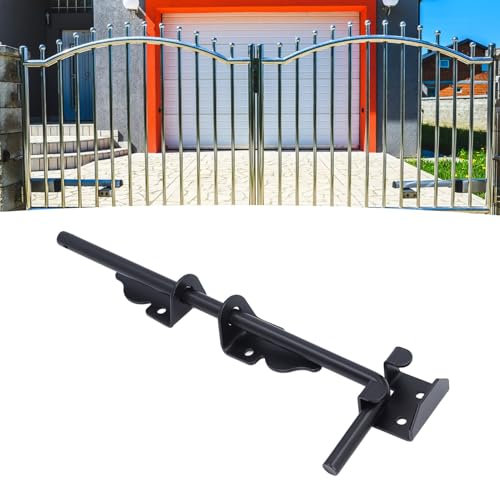 12 Heavy Duty Cane Bolt Gate Drop Rod, Gate Ground Latch for Wooden Fences, Metal Gates Doors Stopper for Gate Ground, Wrought Iron Gate Latches, Black Finish