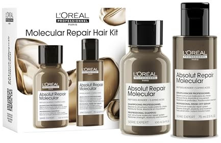 L’Oréal Professionnel, Kit Découverte Absolut Repair Molecular, Tous Types de Cheveux Abîmés, Duo Shampoing (100ml) + Sérum à Rincer (75ml), Formule Brevetée