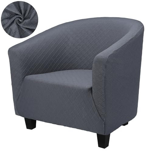 Segus Sesselbezug Stretch, 1 Stück Modern Club Chair Stretch Sesselhusse, Sesselschoner Elastisch Sesselüberwurf, Waschbar und Abnehmbar, für Bar, Esszimmer, Café (Dunkelgrau, Gestrick)