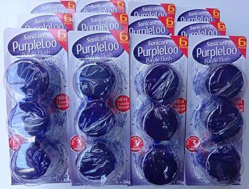 Sanicare Purple Toilet Cistern Blocks 12x 6 Pack 38g, Toilet Bowl Cleaner, Long Lasting Fragrance, Prevents Limescale, Lasts 3 Weeks - 72 Blocks Total