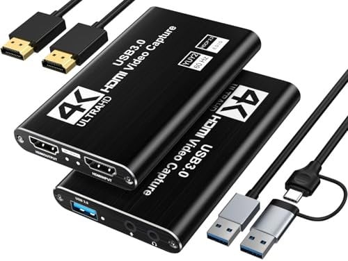 XIIXMASK Video Capture Card, USB 3.0 HDMI Loop-Out Capture Card, 1080P 60FPS Game Capture for PS5/Camera/PC/Streaming