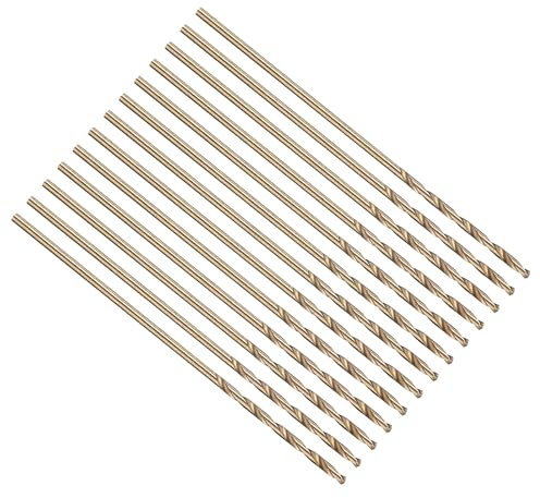 PATIKIL 0.8mm Drill Bit 1/32, M35 Cobalt 5% High-Speed Steel Jobber Straight Shank 135° Gold Finish for Stainless Steel Hard Metal - 13 Pack