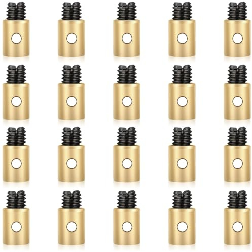 NISENTIA 20 Stück Bowdenzug Nippel, 5x6mm Schraubnippel für Bowdenzug Bremskabel Nippel Schrauben Ersatz Metall Set für Gaszug Motorrad Moped Mofa Fahrrad Auto